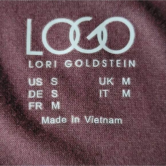 LOGO by Lori Goldstein® Burgundy Round-neck  Mixed Media Short Sleeve Dress - Picture 2 of 11